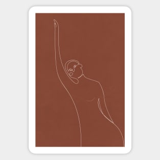 Line Art Woman Body, Earthy Tone Sticker